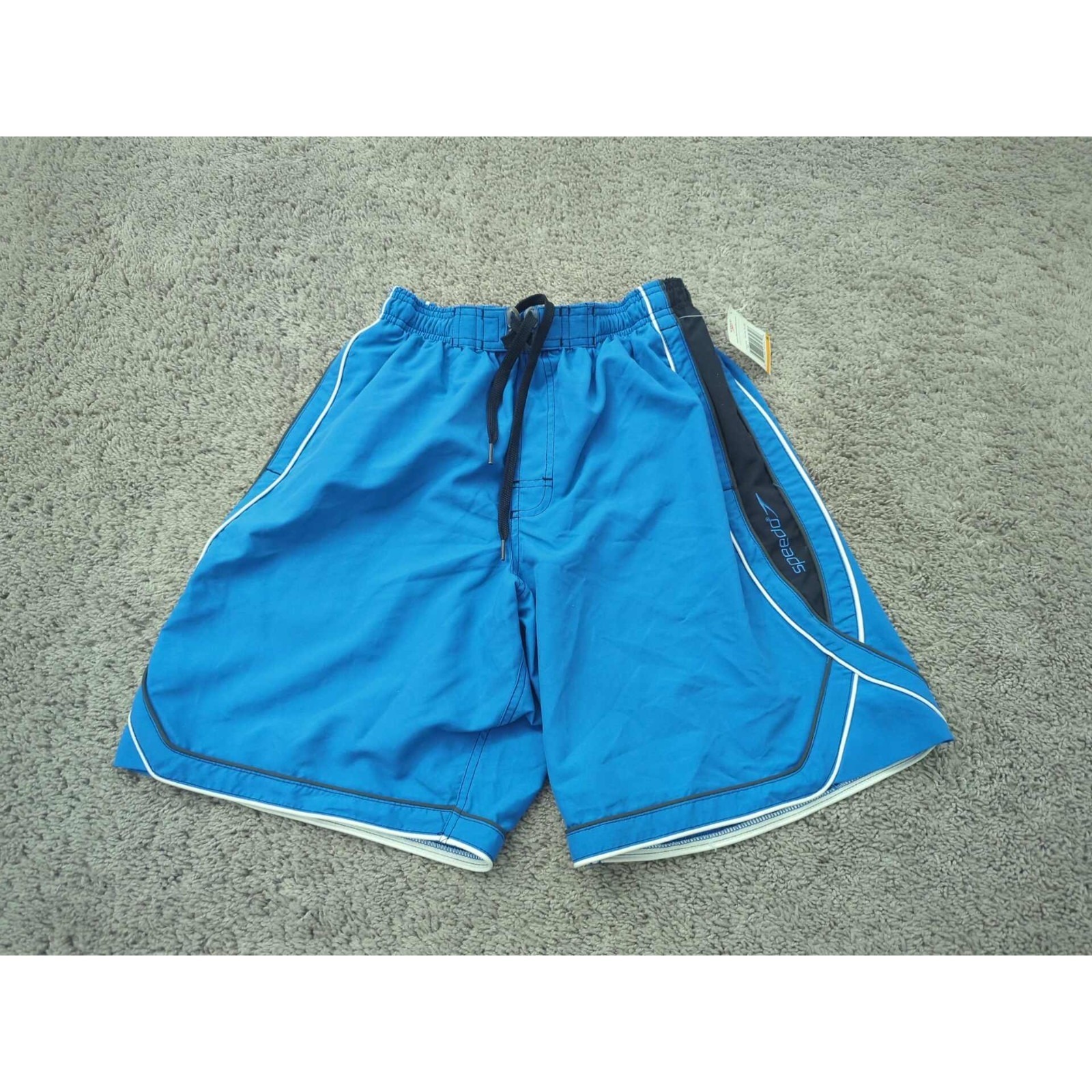 Speedo Swim Shorts Mens S Blue Inseam: 9" Contrast Piping Mesh Lined Board New